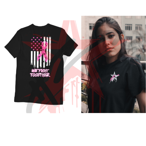 We Fight Together - Rising Star Breast Cancer Awareness Flag T-Shirt