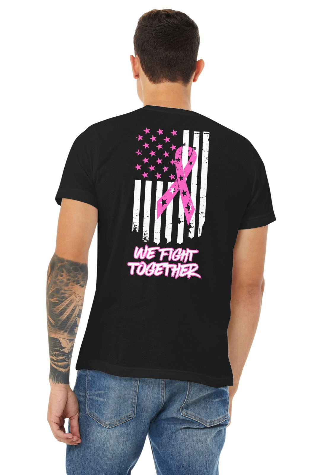 We Fight Together - Rising Star Breast Cancer Awareness Flag T-Shirt